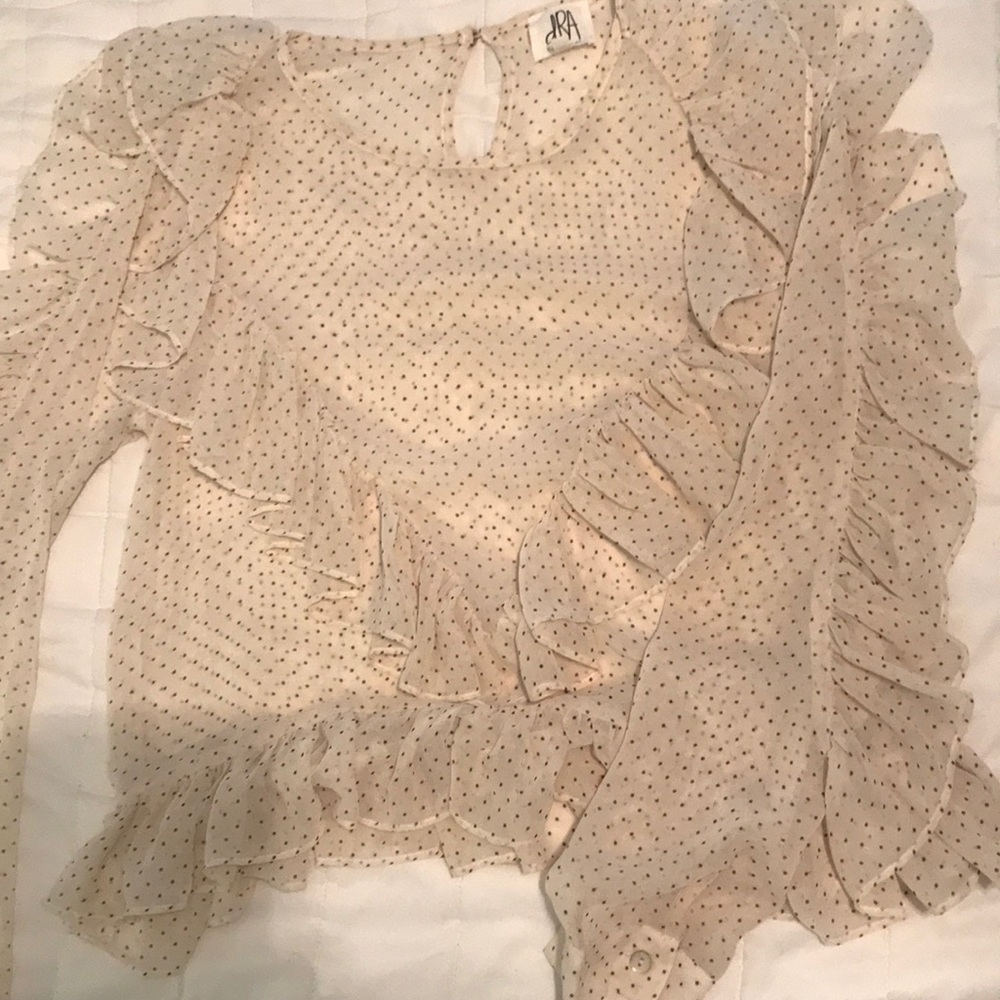Sheer polka dot top with frills